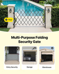Single Folding Security Gate, Lockable Scissor Gate with 360 degree Swivel Casters, Outdoor Barricade Steel Retractable Gates, for Entry Security, Garage, Warehouse & Pool, 1900 x 1310 mm (W x H)