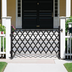 Single Folding Security Gate, Lockable Scissor Gate with 360 degree Swivel Casters, Outdoor Barricade Steel Retractable Gates, for Entry Security, Garage, Warehouse & Pool, 1900 x 1310 mm (W x H)