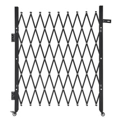 Single Folding Security Gate, Lockable Scissor Gate with 360 degree Swivel Casters, Outdoor Barricade Steel Retractable Gates, for Entry Security, Garage, Warehouse & Pool, 1900 x 1310 mm (W x H)