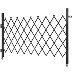 Single Folding Security Gate, Lockable Scissor Gate with 360 degree Swivel Casters, Outdoor Barricade Steel Retractable Gates, for Entry Security, Garage, Warehouse & Pool, 1900 x 1310 mm (W x H)