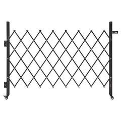 Single Folding Security Gate, Lockable Scissor Gate with 360 degree Swivel Casters, Outdoor Barricade Steel Retractable Gates, for Entry Security, Garage, Warehouse & Pool, 1700 x 1310 mm (W x H)
