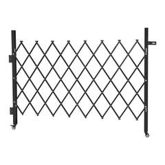 Single Folding Security Gate, Lockable Scissor Gate with 360 degree Swivel Casters, Outdoor Barricade Steel Retractable Gates, for Entry Security, Garage, Warehouse & Pool, 1700 x 1310 mm (W x H)