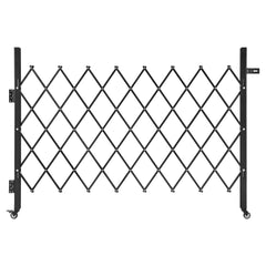 Single Folding Security Gate, Lockable Scissor Gate with 360 degree Swivel Casters, Outdoor Barricade Steel Retractable Gates, for Entry Security, Garage, Warehouse & Pool, 1700 x 1310 mm (W x H)