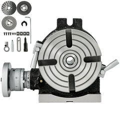 Rotary Table 6inch(150mm) Horizontal Vertical Milling Table 2/5inch(10mm) 4-Slot Milling Rotary Table MT-2 Rotary Table for Milling with Indexing Plate Set for Precision Milling Drilling