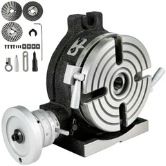 Rotary Table 6inch(150mm) Horizontal Vertical Milling Table 2/5inch(10mm) 4-Slot Milling Rotary Table MT-2 Rotary Table for Milling with Indexing Plate Set for Precision Milling Drilling