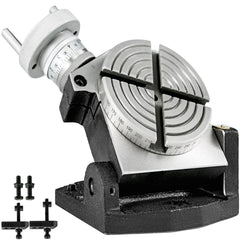 Rotary Table 4 INCH/100 MM Horizontal Vertical Rotary Table 4-Slot Rotary Table for Milling Machine MT-2 Rotary Table for Milling 360 Degrees Precision Rotary Table for Milling Drilling Vise