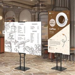 Poster Stand, Adjustable Height Up to 75", Double-Sided Heavy Duty Pedestal Sign Holder, Floor Standing Sign Holder Banner Stand with Shock-absorbing Base for Display, for Board and Foam, Black