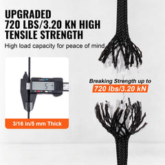 Braided Nylon Rope, 5 mm x 304.8 m, 32 Strands, 3.20kN Breaking Strength Outdoor Climbing Rope, Arborist Tree Climbing Rigging Rope Ideal for Rock Hiking Camping Swing Rappelling Rescue, Black