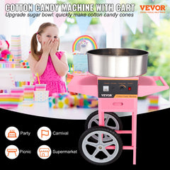 Commercial Cotton Candy Machine with Cart Sugar Floss Maker 1000W Party