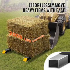 Pallet Forks, 907 kg Tractor Bucket Forks, 1490 mm Total Length Clamp on Pallet Forks with Adjustable Stabilizer bar, Heavy Duty Pallet Forks for Tractor Attachments, Skid Steer, Loader Bucket