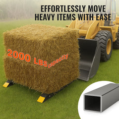 Pallet Forks, 907 kg Clamp on Pallet Forks, 1090 mm Total Length Tractor Bucket Forks with Adjustable Stabilizer bar, Heavy Duty Pallet Forks for Tractor Attachments, Skid Steer, Loader Bucket