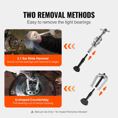 Blind Hole Collet Bearing Race and Seal Puller Extractor Kit, Slide Hammer Pilot Insert Inner Internal Bearing Removal Tool Set, 10 Adjustable Collects and Counterstay, 16 PCS