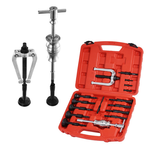 Blind Hole Collet Bearing Race and Seal Puller Extractor Kit, Slide Hammer Pilot Insert Inner Internal Bearing Removal Tool Set, 10 Adjustable Collects and Counterstay, 16 PCS