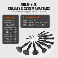 Blind Hole Collet Bearing Race and Seal Puller Extractor Kit, Slide Hammer Pilot Insert Inner Internal Bearing Removal Tool Set, 10 Adjustable Collects and Counterstay, 16 PCS
