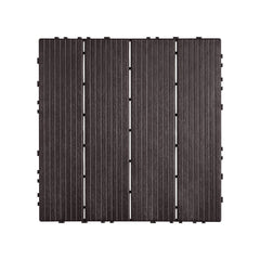 Interlocking Deck Tiles, 10 Pack,12"x12" 10 sq. ft Plastic Waterproof Outdoor Flooring All Weather Use, Patio Floor Decking Covering Tiles for Porch Poolside Balcony Backyard, Dark Brown