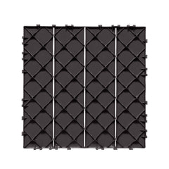 Interlocking Deck Tiles, 36 Pack,11.6"x11.6" 36 sq. ft Plastic Waterproof Outdoor Flooring All Weather Use, Patio Floor Decking Covering Tiles for Porch Poolside Balcony Backyard, Dark Brown