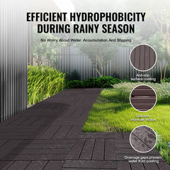 Interlocking Deck Tiles 54 Pack 12"x12" Waterproof for Porch Dark Brown