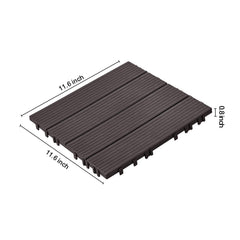 Interlocking Deck Tiles 54 Pack 12"x12" Waterproof for Porch Dark Brown