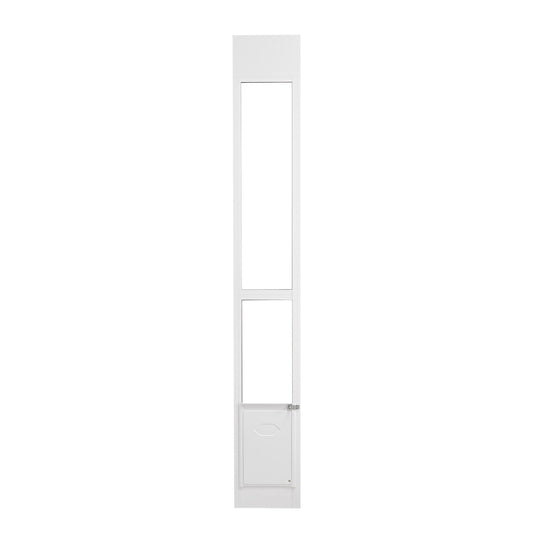 Dog Door for Sliding Glass Door, 75 7/8"-80 11/16" Adjustable Height Doggy Door for Sliding Doors, Aluminum Frame Tempered Glass Pet Door with Hinge Structure Flap and Lock for Small-Sized Dogs