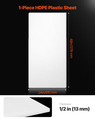 HDPE Plastic Sheet Board, 1 Pack High Density Polyethylene Sheet Plastic Panel, 610 x 1219 mm 13 mm Thick Customizable Plastic Panels, for DIY Crafts, Heavy Duty Industrial Equipment, White