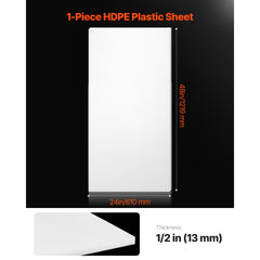 HDPE Plastic Sheet Board, 1 Pack High Density Polyethylene Sheet Plastic Panel, 610 x 1219 mm 13 mm Thick Customizable Plastic Panels, for DIY Crafts, Heavy Duty Industrial Equipment, White