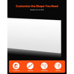 HDPE Plastic Sheet Board, 1 Pack High Density Polyethylene Sheet Plastic Panel, 610 x 1219 mm 13 mm Thick Customizable Plastic Panels, for DIY Crafts, Heavy Duty Industrial Equipment, White