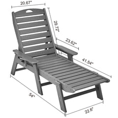 Outdoor Chaise Lounge Chair 6 Positions Reclining Patio Bench Lounger Gray
