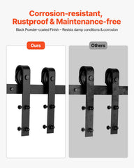 1830 mm Sliding Barn Door Hardware Kit for Single Sliding Barn Door Black