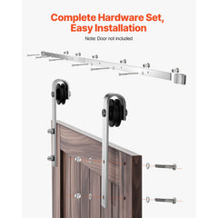 8FT Sliding Barn Door Hardware Kit, 330 LBS Weight Capacity, Compatible with 42 to 48 Inches Width & 1-3/8 to 1-3/4 Inches Thickness Single Sliding Barn Door, Durable Track & J-shape Roller