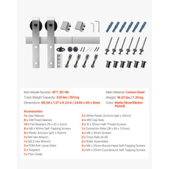 8FT Sliding Barn Door Hardware Kit, 330 LBS Weight Capacity, Compatible with 42 to 48 Inches Width & 1-3/8 to 1-3/4 Inches Thickness Single Sliding Barn Door, Durable Track & J-shape Roller