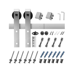 8FT Sliding Barn Door Hardware Kit, 330 LBS Weight Capacity, Compatible with 42 to 48 Inches Width & 1-3/8 to 1-3/4 Inches Thickness Single Sliding Barn Door, Durable Track & J-shape Roller