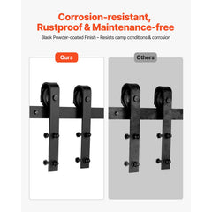 1500 mm Sliding Barn Door Hardware Kit for Single Sliding Barn Door Black