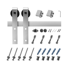 2000 mm Sliding Barn Door Hardware Kit for Single Sliding Barn Door Silver