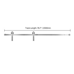 2000 mm Sliding Barn Door Hardware Kit for Single Sliding Barn Door Silver