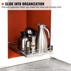 Pull Out Cabinet Under Sink Organizer 11 x 21 Inch Wire Drawer Basket