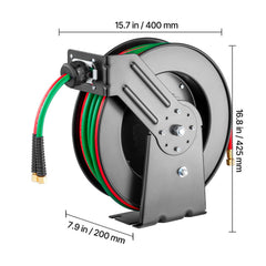 Retractable Welding Hose Reel 1/4 in x 50FT Oxygen Acetylene Rubber Hose R Grade