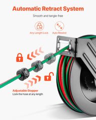 Retractable Welding Hose Reel 1/4 in x 50FT Oxygen Acetylene Rubber Hose R Grade