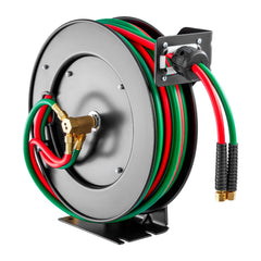 Retractable Welding Hose Reel 1/4 in x 50FT Oxygen Acetylene Rubber Hose R Grade