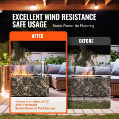 Gas Fire Pit Wind Guard for Square Fire Table, 543 x 543 x 191 mm Clear Tempered Wind Guard for Firepits, 8mm Thick Square Glass Shield, Glass Panel with Hard Corner Bracket & Feet