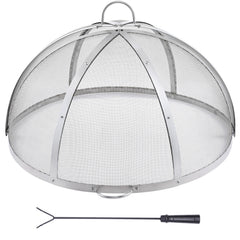 Firepit Spark Screen Lid, 30" Diameter, Outdoor Firepit Ring Cover Round Accessories, Fire Pit Metal Cover, Easy-Opening Stainless Steel Fire Ring Covers for Outdoor Patio Fire Pits Backyard
