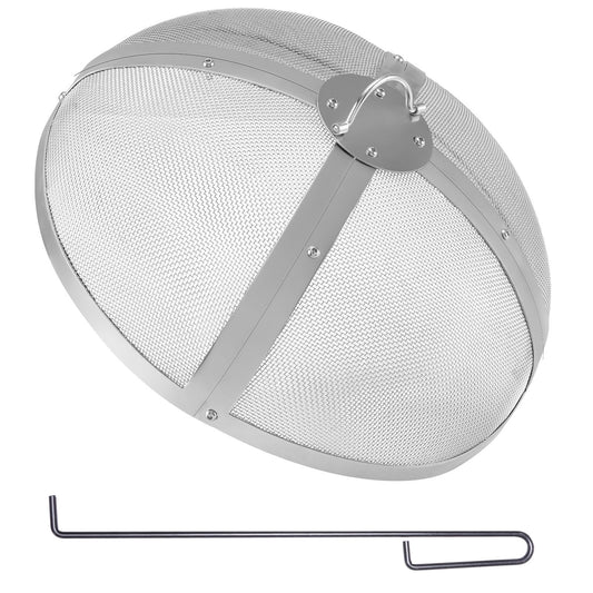 Fire Pit Spark Screen Round 20", Reinforced Heavy Duty Steel Metal Cover, Outdoor Firepit Lid, Easy-Opening Top Screen Covers Round with Ring Handle for Outdoor Patio Fire Pits Backyard