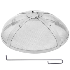 Fire Pit Spark Screen Round 20", Reinforced Heavy Duty Steel Metal Cover, Outdoor Firepit Lid, Easy-Opening Top Screen Covers Round with Ring Handle for Outdoor Patio Fire Pits Backyard