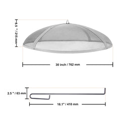 Fire Pit Spark Screen Round 30", Reinforced Heavy Duty Steel Metal Cover, Outdoor Firepit Lid, Easy-Opening Top Screen Covers Round with Ring Handle for Outdoor Patio Fire Pits Backyard