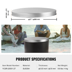 Fire Pit Cover Lid, 27" Portable Firepit Spark Screen,Stainless Steel Steel Metal Cover, Easy-Opening Outdoor Wood Burning and Camping Stove Accessory, for Outdoor Patio Fire Pits Backyard