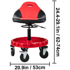 Rolling Garage Stool 300LBS Adjustable Mechanic Work Shop Seat w/Casters