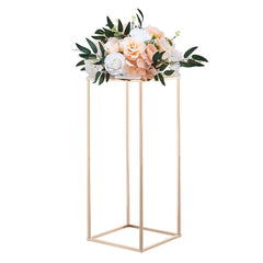Wedding Flower Stand, 10PCS 60cm Column Flower Stand, Floral Stands with Metal Laminate, Gold Rectangular Floral Display Rack for Wedding, Party, Birthday, Home, Gold Centerpiece Stands