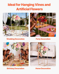 Wedding Flower Stand, 10PCS 60cm Column Flower Stand, Floral Stands with Hidden Screw, Rectangular Cubic Floral Display Rack for Wedding, Party, Birthday, Home, Gold Centerpiece Stands