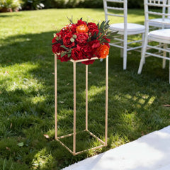 Wedding Flower Stand, 10PCS 60cm Column Flower Stand, Floral Stands with Hidden Screw, Rectangular Cubic Floral Display Rack for Wedding, Party, Birthday, Home, Gold Centerpiece Stands