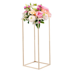 Wedding Flower Stand, 10PCS 60cm Column Flower Stand, Floral Stands with Hidden Screw, Rectangular Cubic Floral Display Rack for Wedding, Party, Birthday, Home, Gold Centerpiece Stands