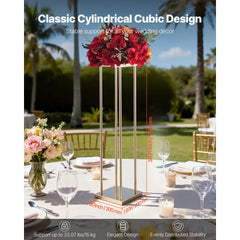 Wedding Flower Stand, 10PCS 80cm Column Flower Stand, Floral Stands with Metal Laminate, Cylindrical Cubic Floral Display Rack for Wedding, Party, Birthday, Home, Gold Centerpiece Stands